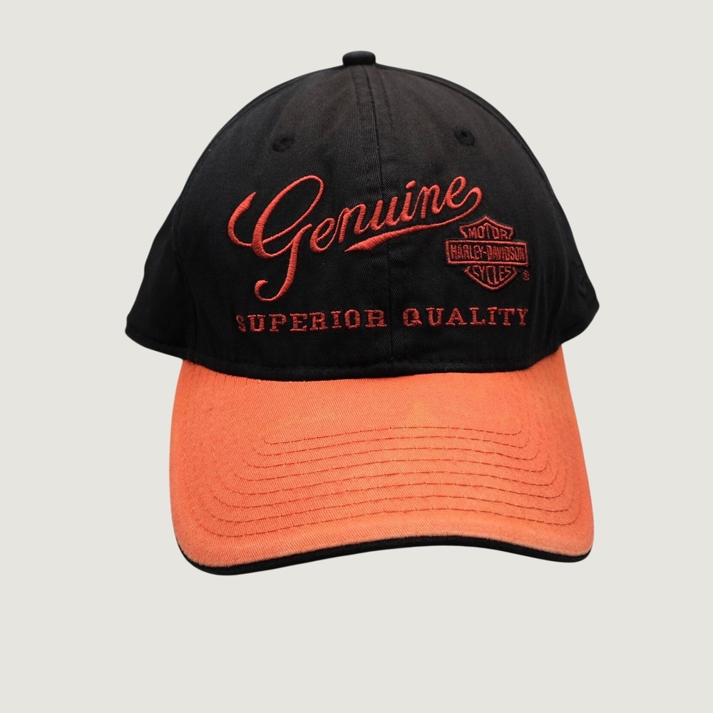 Harley-Davidson New Era 39THIRTY Hat L/XL Black Orange Embroidered Biker Cap